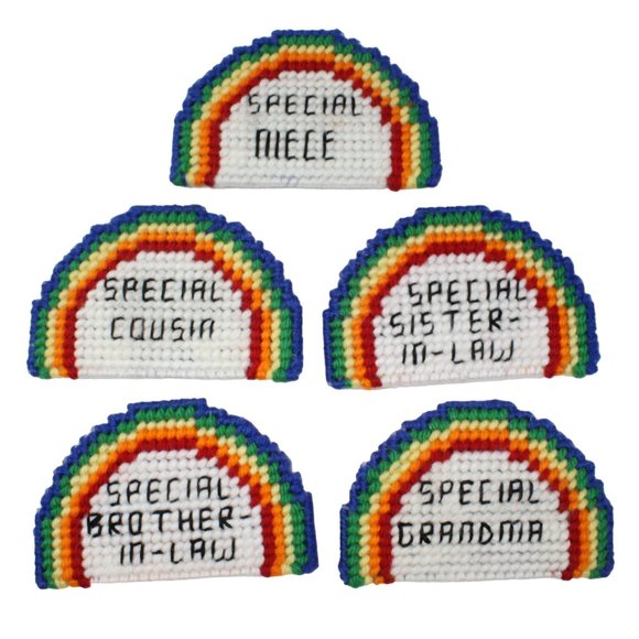Handmade Stitched Plastic Canvas Rainbow Gay Pride Type Of People Fridge Magnets - Picture 2 of 7